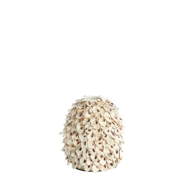 Light & Living Vaas deco Ø20x21 cm UBATE bamboe+schelp crème+bruin