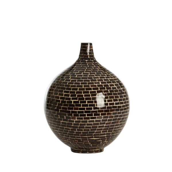 Light & Living Vaas deco Ø28x35 cm ELORZA donker bruin+naturel