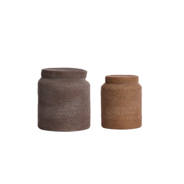 Light & Living Mand S/2 Ø25x32,5+Ø33x38 cm BETANIA zeegras dnkr bruin+bruin