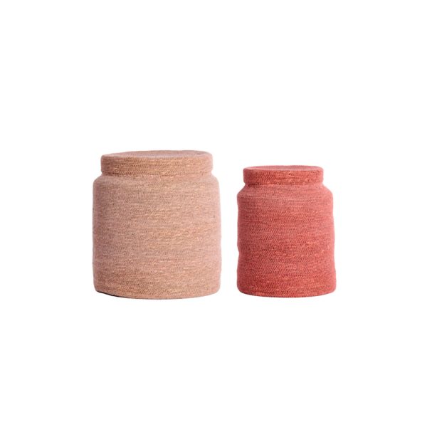 Light & Living Mand S/2 Ø25x32,5+Ø33x38 cm BETANIA zeegras licht roze+roze