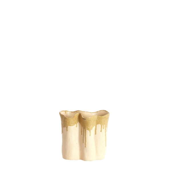 Light & Living Vaas deco 19,5x10,5x18,5 cm FLOVILLA keramiek crème+olijf gr