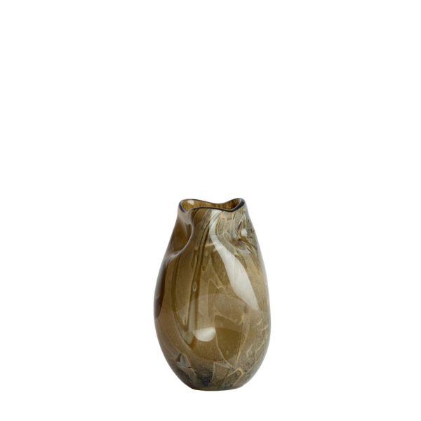 Light & Living Vaas Ø14,5x25 cm JORIEN glas taupe+olijf groen