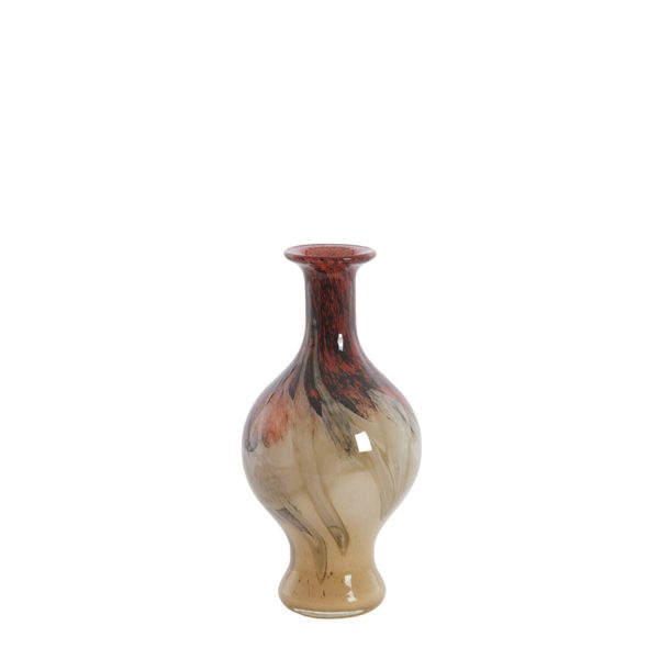 Light & Living Vaas Ø14,5x29,5 cm JORVEN glas rood+taupe