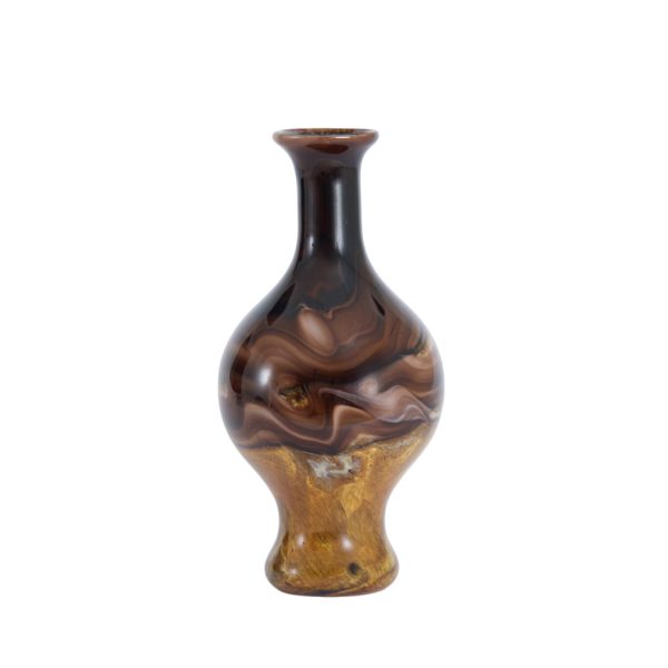 Light & Living Vaas Ø14,5x29,5 cm JORVEN glas bruin+crème+zwart