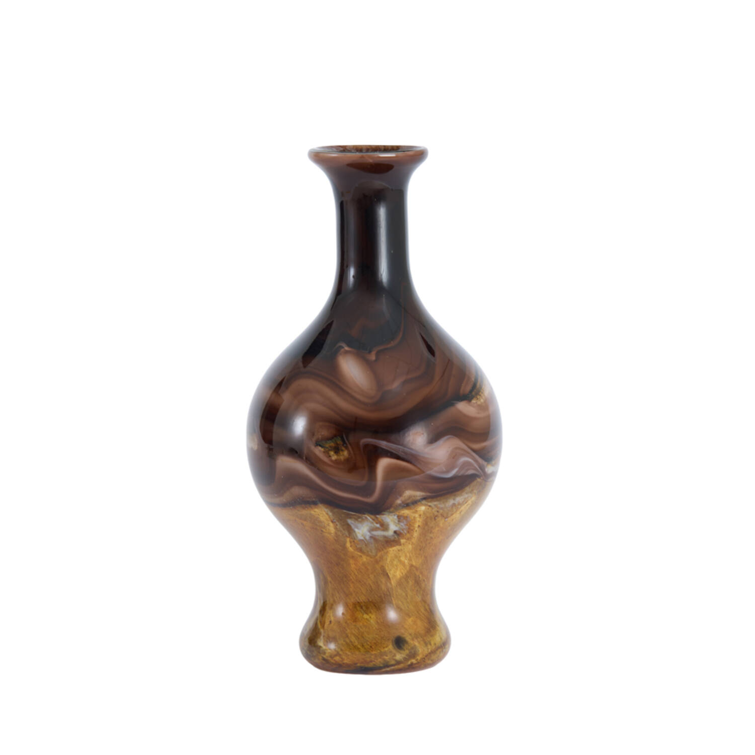 Light & Living Vaas Ø14,5x29,5 cm JORVEN glas bruin+crème+zwart