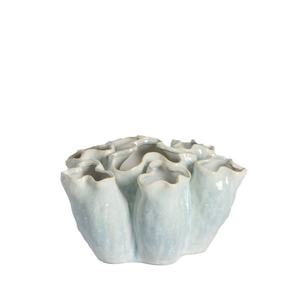 Light & Living Vaas deco 31,5x30x18,5 cm DIAGO keramiek licht blauw+crème