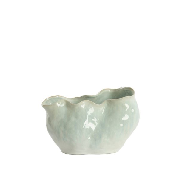 Light & Living Vaas deco 36x21,5x24,5 cm TELMO keramiek licht blauw+crème