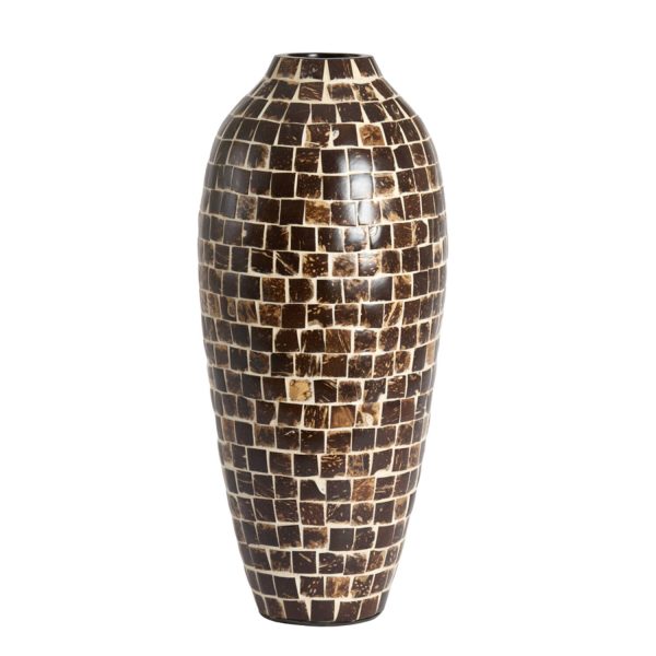 Light & Living Vaas deco Ø22x50 cm TUDELA kokosnoot donker bruin