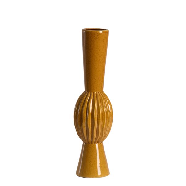 Light & Living Vaas deco Ø13,5x51 cm SUZZARA keramiek cognac