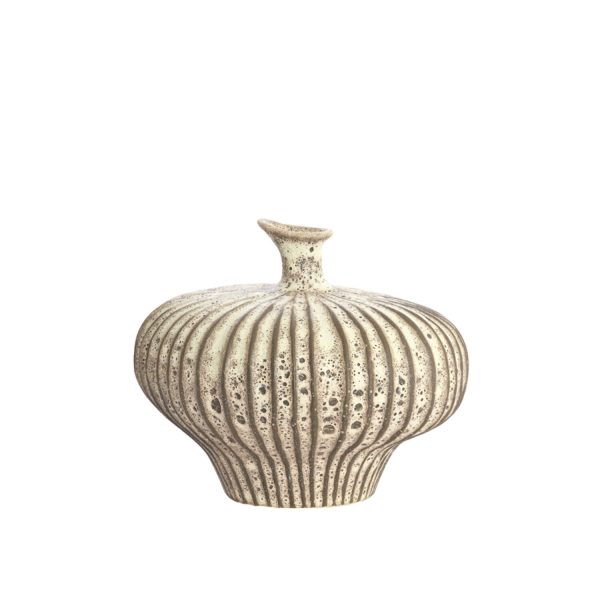 Light & Living Vaas deco 31x29,5x25,5 cm NEVANO mat donker bruin+crème