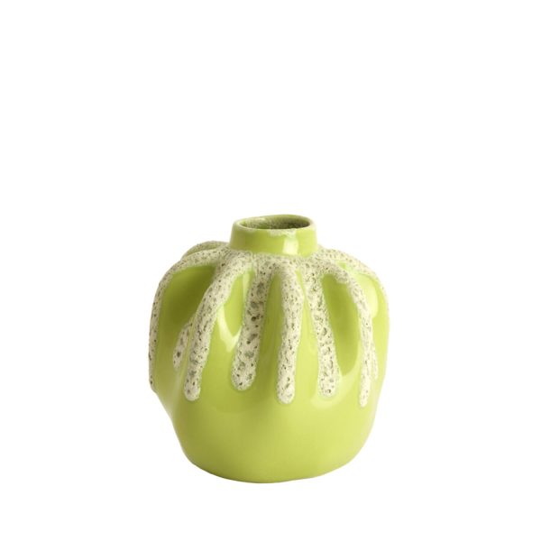 Light & Living Vaas deco Ø23,5x27,5 cm CHIERI keramiek licht groen+crème