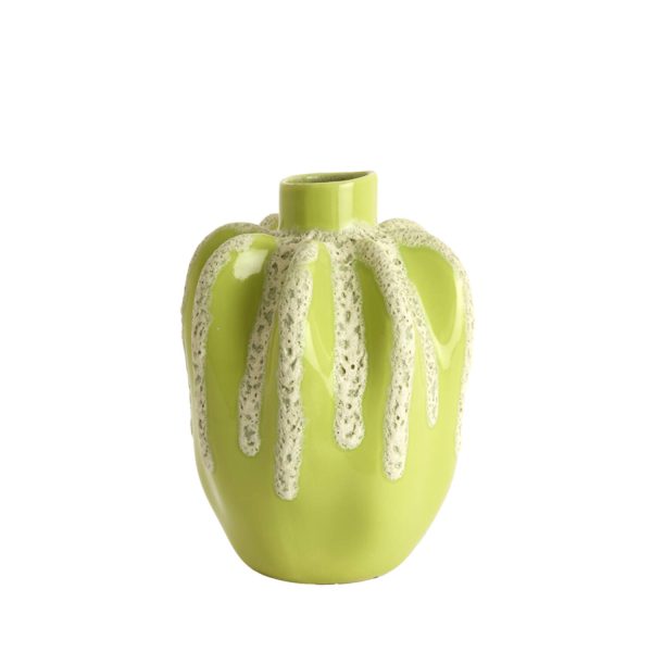 Light & Living Vaas deco Ø25x38 cm CHIERI keramiek licht groen+crème