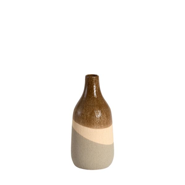 Light & Living Vaas deco Ø12,5x28 cm ZUBIRI keramiek bruin+beige+taupe