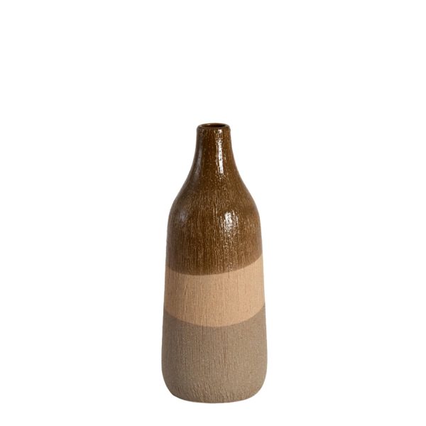 Light & Living Vaas deco Ø14x36,5 cm ZUBIRI keramiek bruin+beige+taupe