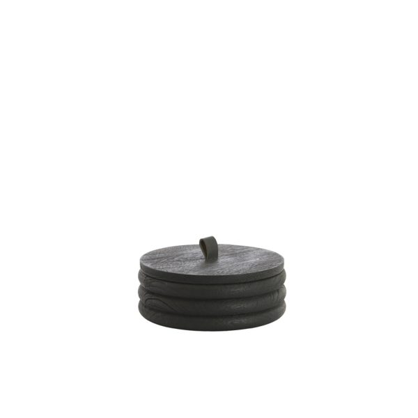 Light & Living Deco box Ø19x7 cm VARBLA mango hout zwart