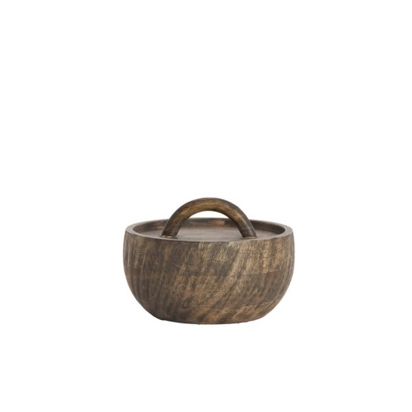 Light & Living Deco box Ø20x14,5 cm VEDRA mango hout antiek donker bruin