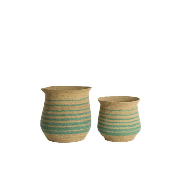 Light & Living Mand S/2 Ø32x30+40x40 cm RUTJA zeegras naturel+turquoise