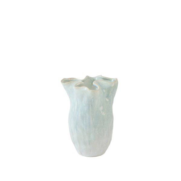 Light & Living Vaas deco 24,5x23,5x34 cm TELMO keramiek licht blauw+crème