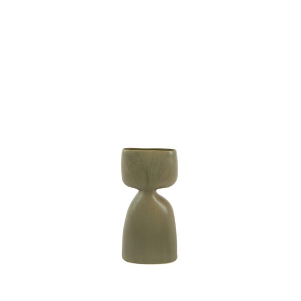 Light & Living Vaas deco 16x9,5x32 cm DAVITO keramiek olijf groen