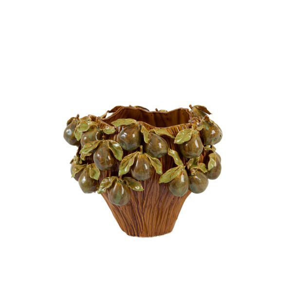 Light & Living Vaas deco 41x37x23,5 cm LOMI keramik amber-bruin+olijf groen