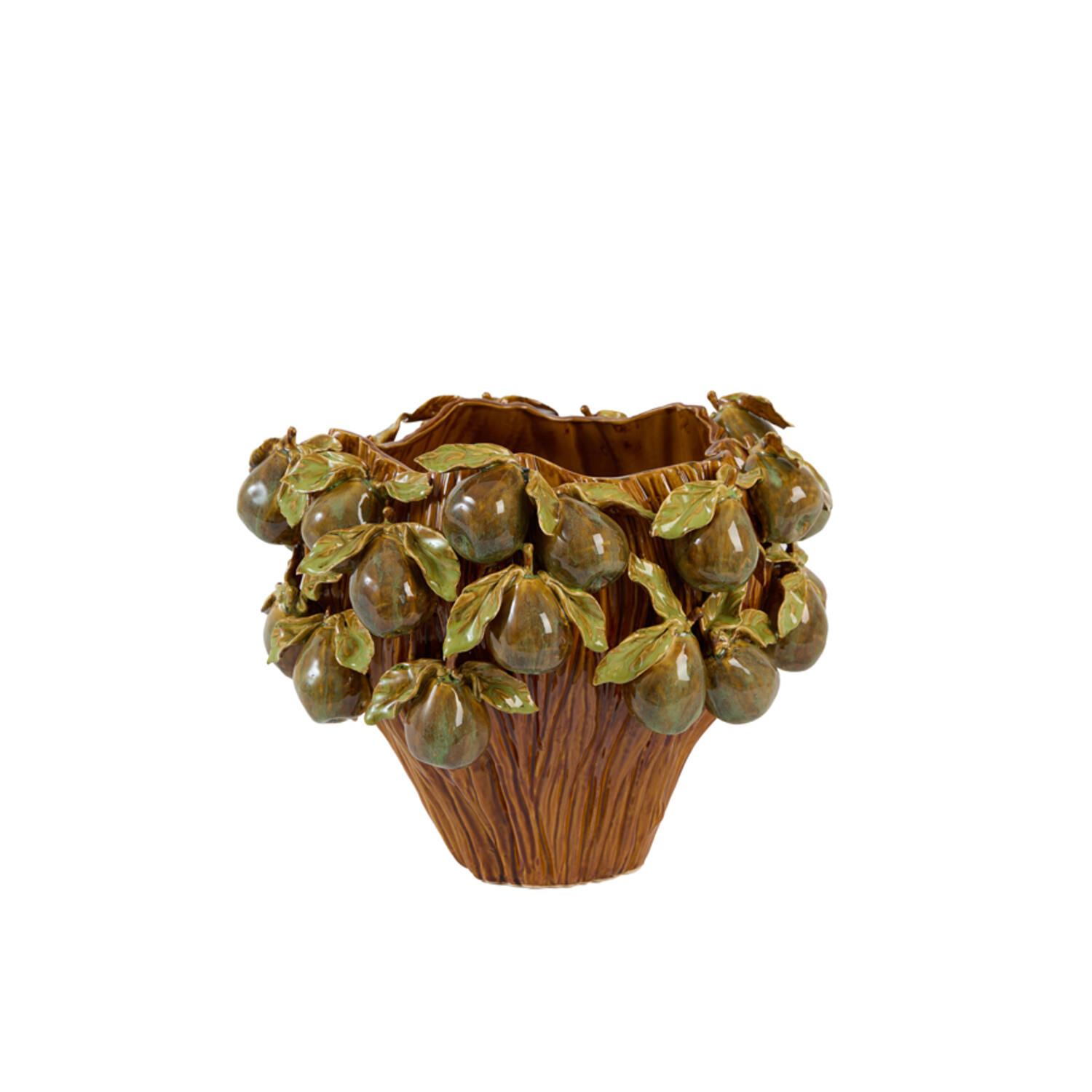 Light & Living Vaas deco 41x37x23,5 cm LOMI keramik amber-bruin+olijf groen