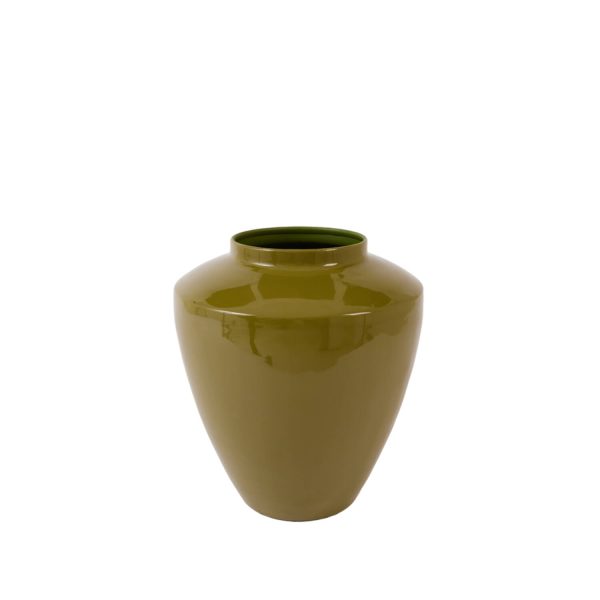 Light & Living Vaas deco Ø28x29 cm CALZO glans olijf groen