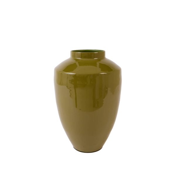 Light & Living Vaas deco Ø24x36 cm CALZO glans olijf groen