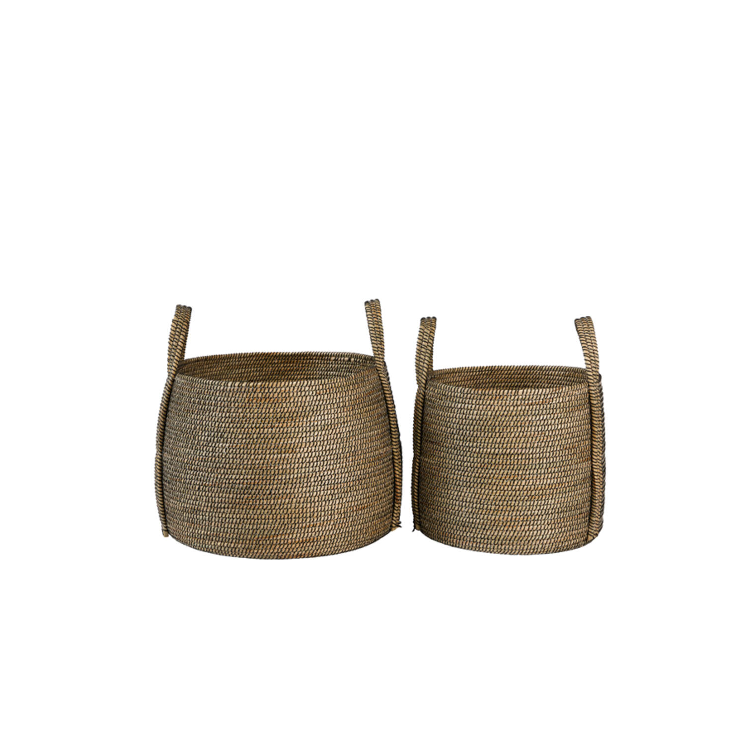 Light & Living Mand S/2 Ø36x39+Ø43x42 cm VOLATA zeegras naturel+zwart