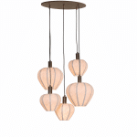 Light & Living Hanglamp 5L Ø76x80 cm HUXI hout prnt d bruin+linnen nat.