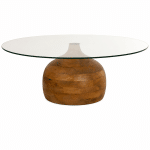 Nijwie MySons Stella salontafel Ø100, H35, Smooth Natural, Clear glass - Couture Collection