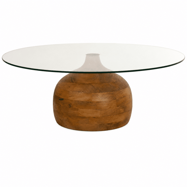 Nijwie MySons Stella salontafel Ø100, H35, Smooth Natural, Clear glass - Couture Collection
