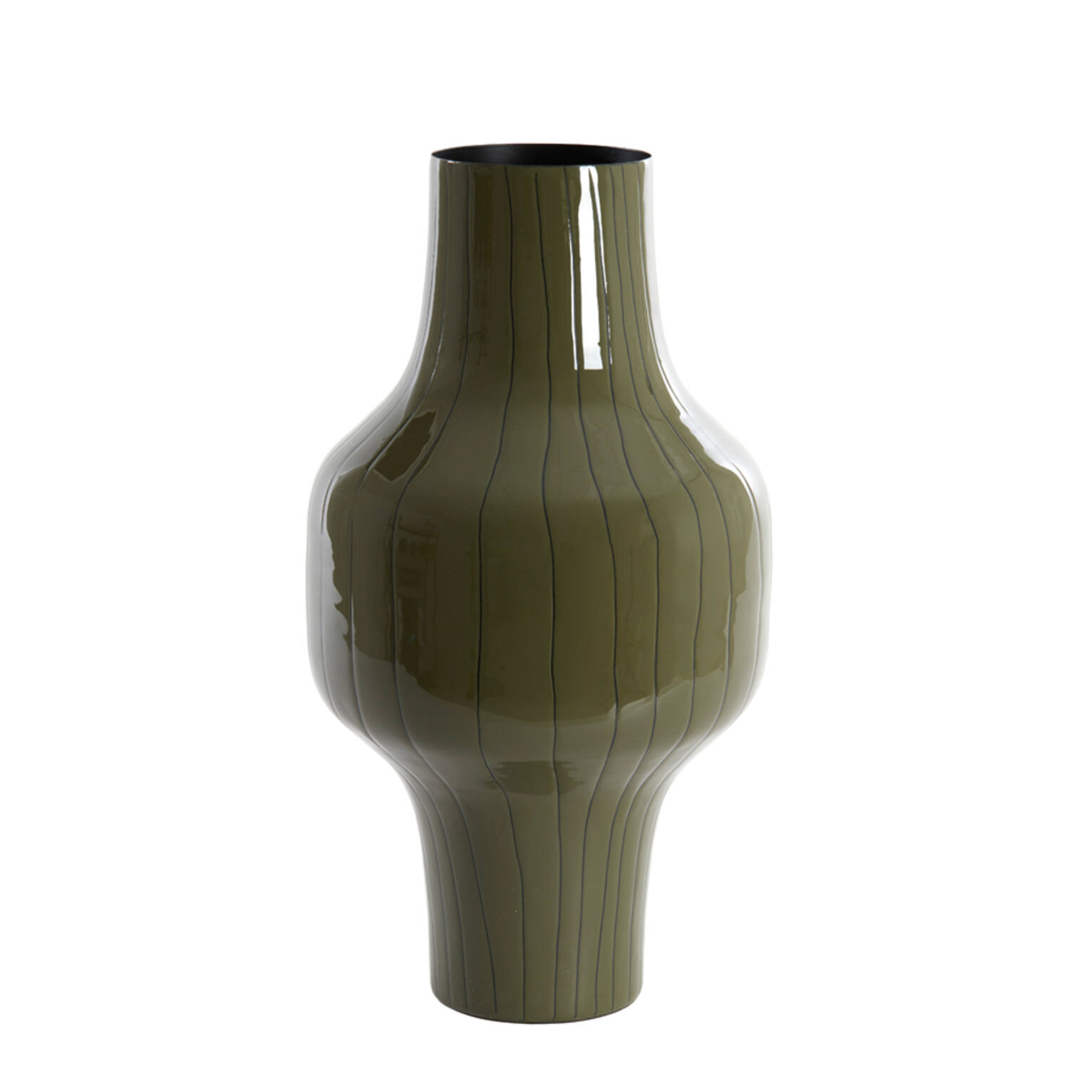 Light & Living Vaas deco Ø27x49 cm SINDO glans donker olijf groen+zwart