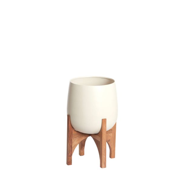 Light & Living Pot op voet deco Ø36x50 cm KARUNA hout+mat crème