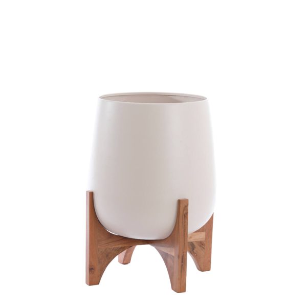 Light & Living Pot op voet deco Ø44x53 cm KARUNA hout+mat crème