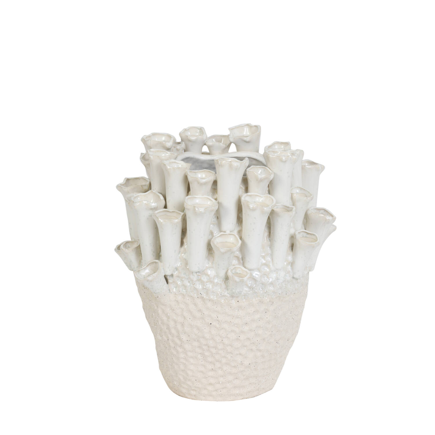 Light & Living Vaas deco Ø27,5x27,5 cm KYRAL keramiek crème+wit