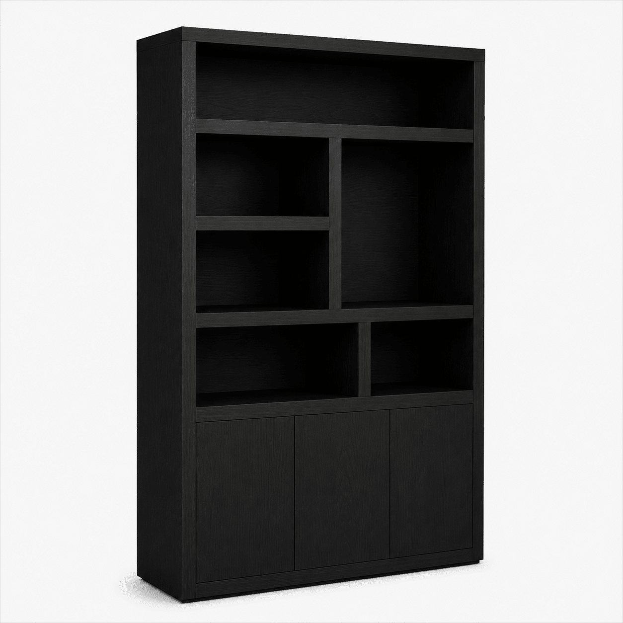 Nijwie Dutch Industries Tampere boekenkast 120 met 2 deuren en 6 open vakken, Intense Black - Oak Collection