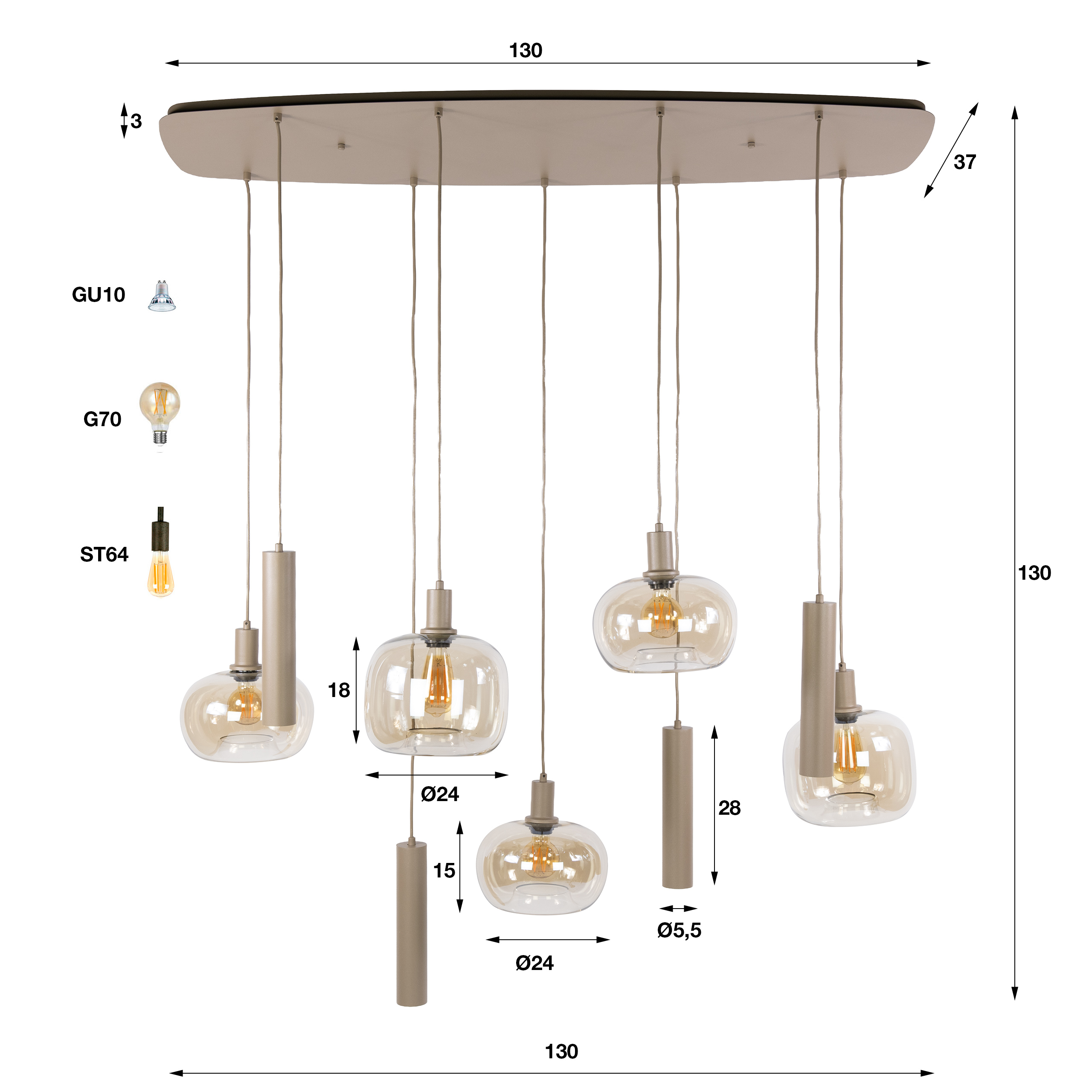 Zijlstra Hanglamp Serene 5+4L
