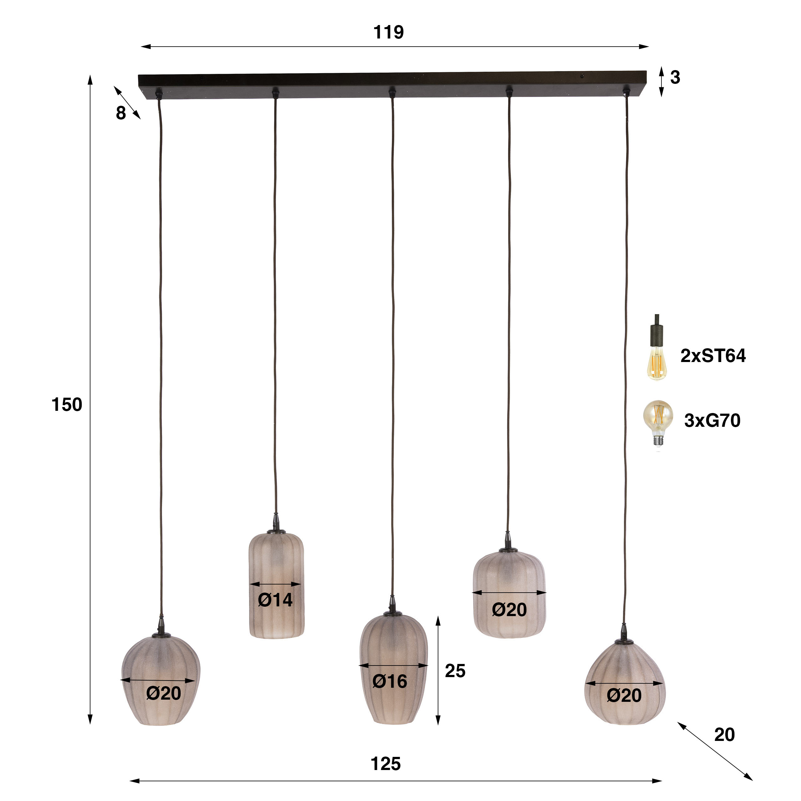 Zijlstra Hanglamp Altura 5L