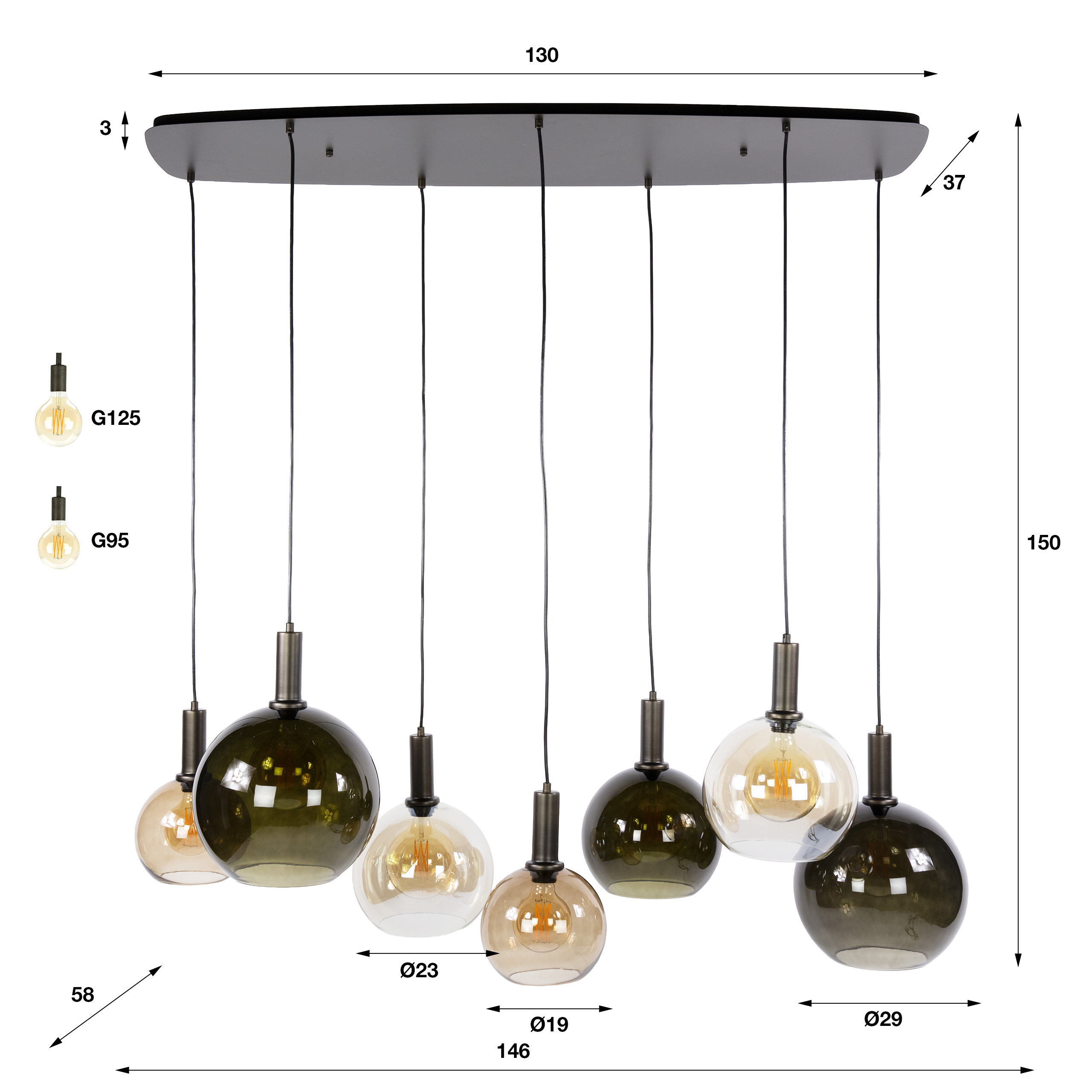 Zijlstra Hanglamp Moka 4+3L