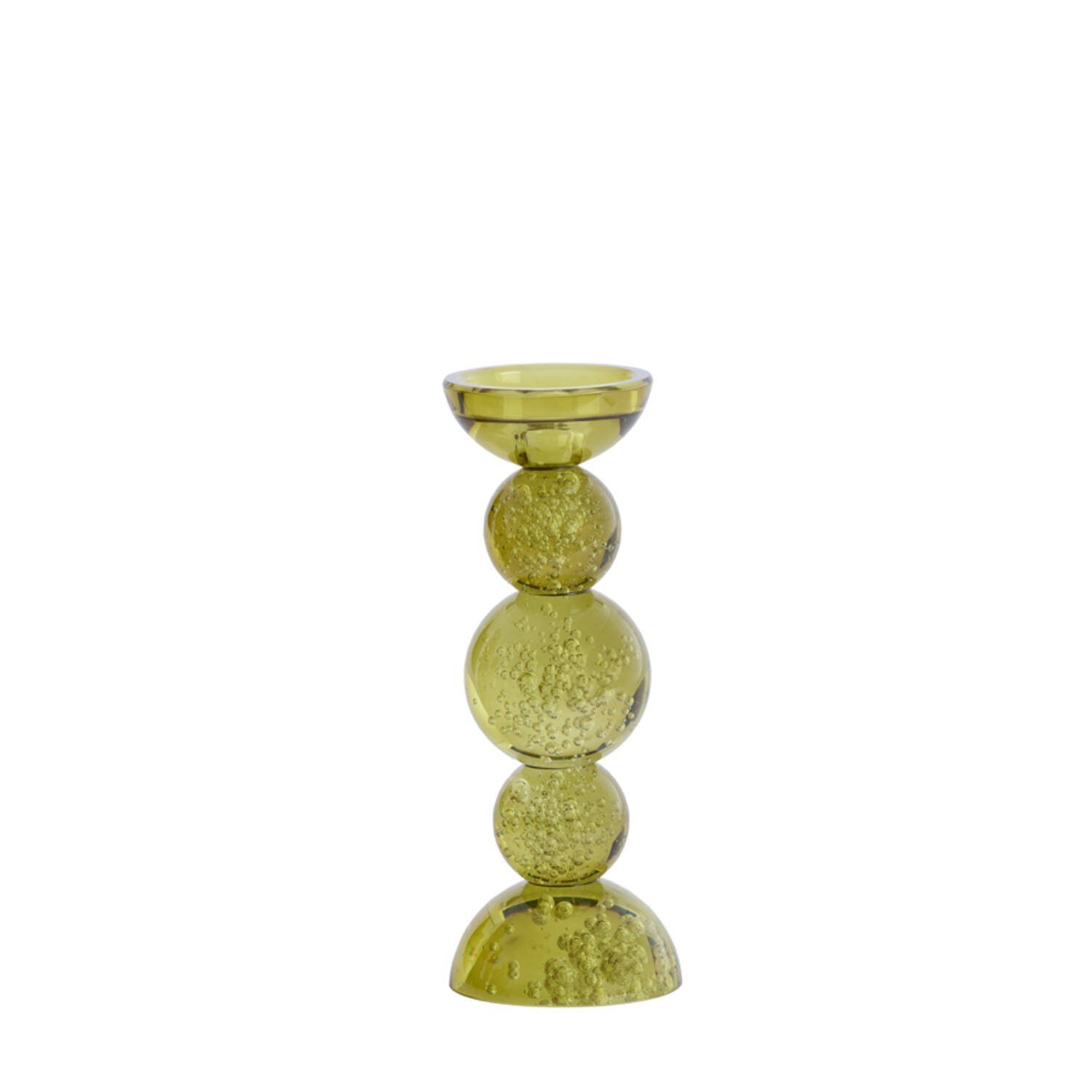 Light & Living Kandelaar Ø10x26,5 cm ITINGA glas bubbel olijf groen