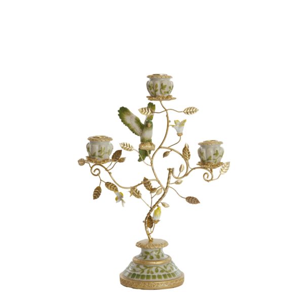 Light & Living Kandelaar 3L 26x13x37 cm PARROT crème-groen-geel+licht goud