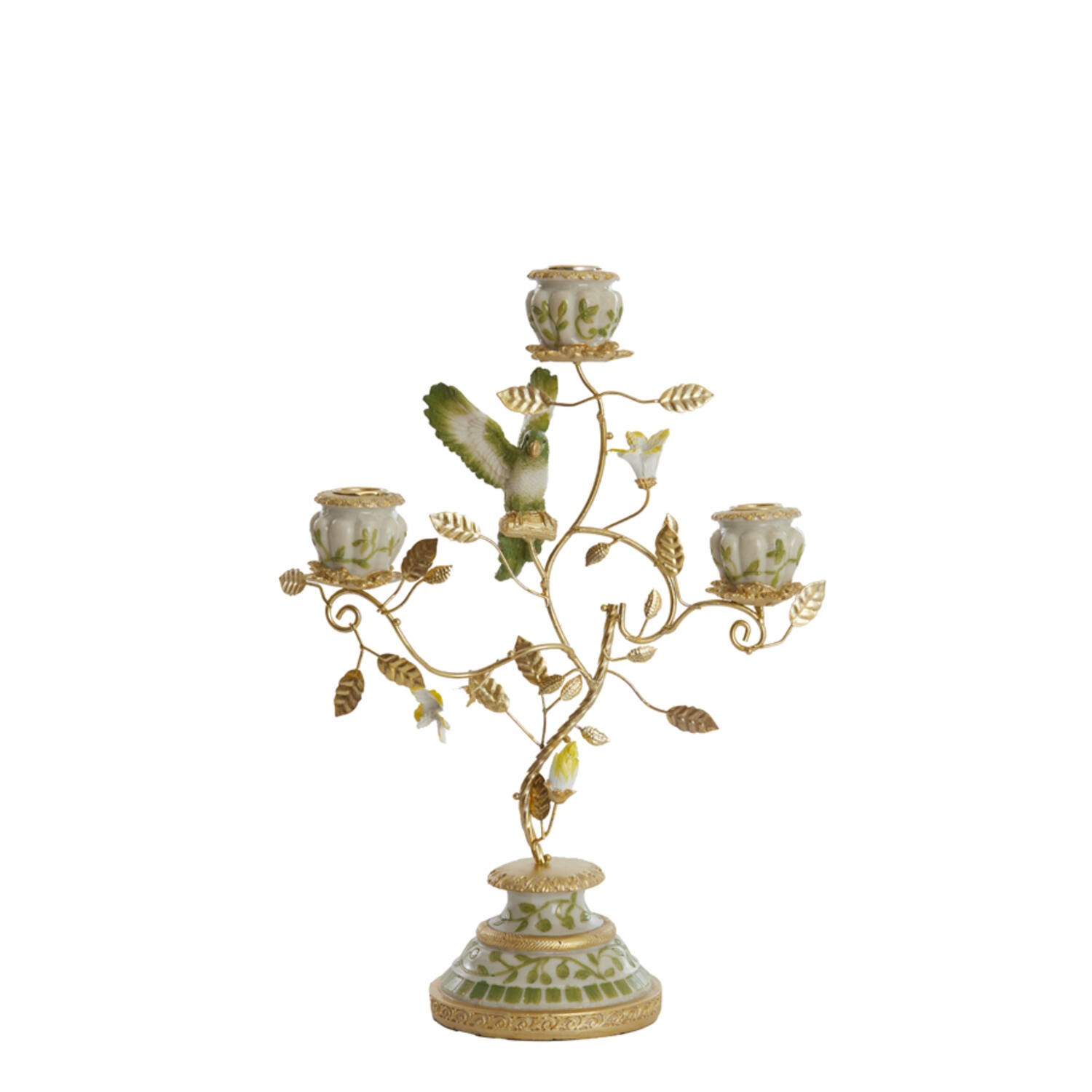 Light & Living Kandelaar 3L 26x13x37 cm PARROT crème-groen-geel+licht goud
