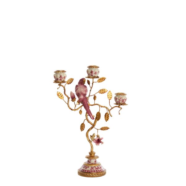 Light & Living Kandelaar 3L 22,5x9x31,5 cm LOROS bordeaux-crème+brons