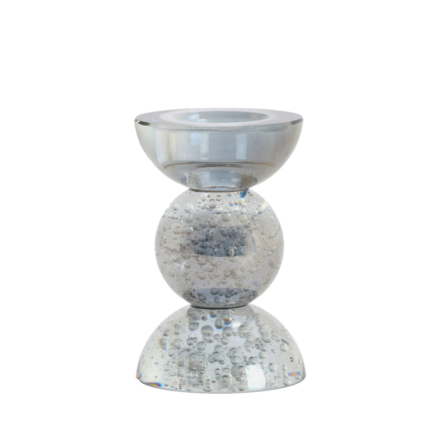 Light & Living Kandelaar Ø8x12 cm ITINGA glas bubbel smoke
