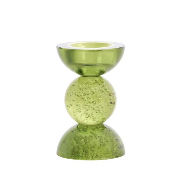 Light & Living Kandelaar Ø8x12 cm ITINGA glas bubbel olijf groen