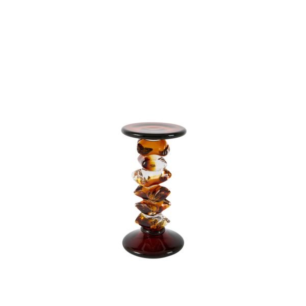 Light & Living Kaarsenhouder Ø11,5x23 cm ESTIVA glas amber+donker bruin