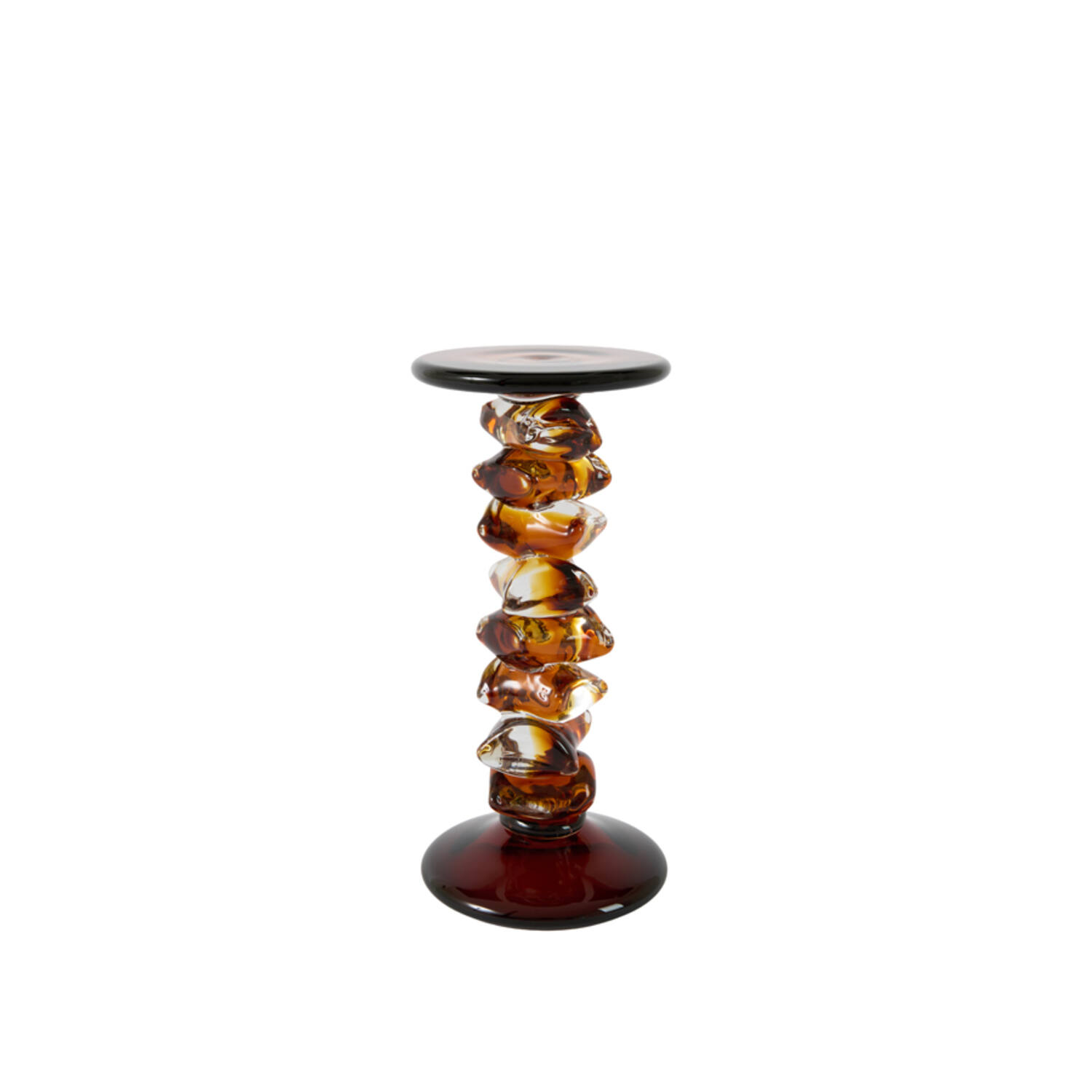 Light & Living Kaarsenhouder Ø12,5x28 cm ESTIVA glas amber+donker bruin