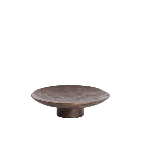 Light & Living Schaal op voet Ø27x7,5 cm YAVIZA hout antiek licht bruin