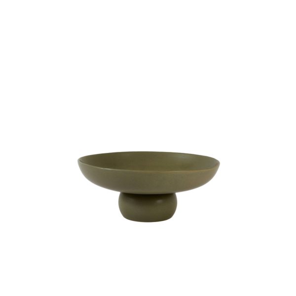 Light & Living Schaal op voet Ø34x13,5 cm GOLANI keramiek olijf groen