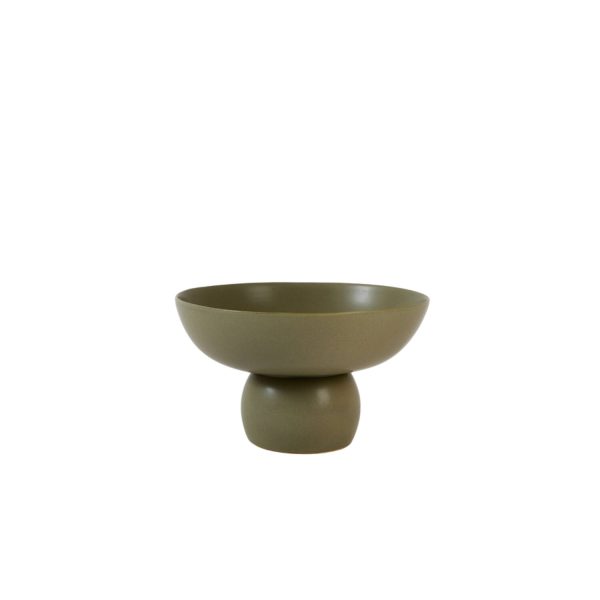 Light & Living Schaal op voet Ø29,5x16 cm GOLANI keramiek olijf groen
